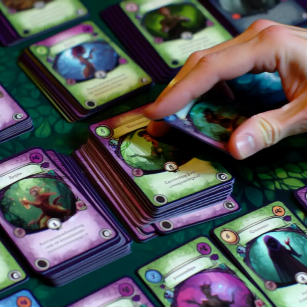 Zbliżenie na ekran budowania talii w Tacape